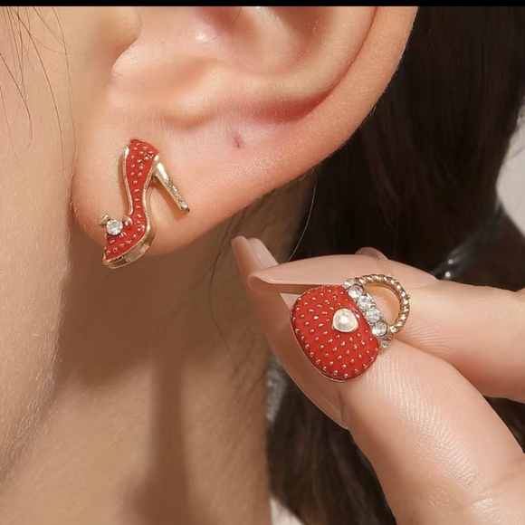 NWT 14K Gold Plated High Heels And Handbag Earrings - Picture 3 of 5